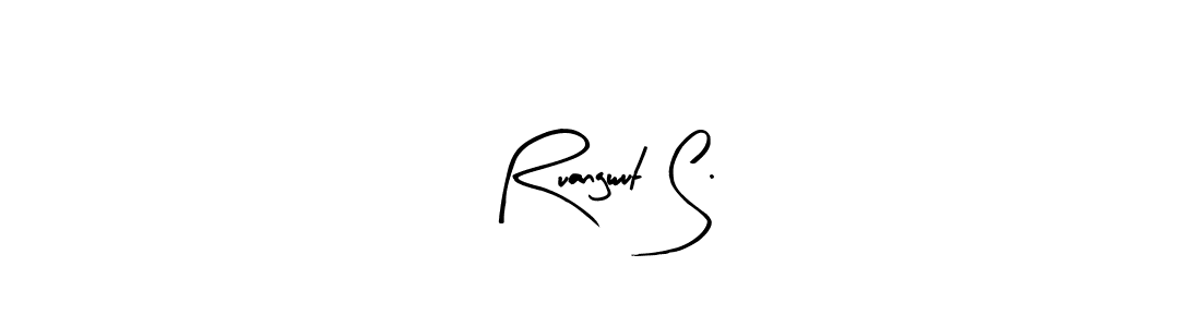 The best way (Arty Signature) to make a short signature is to pick only two or three words in your name. The name Ruangwut S. include a total of six letters. For converting this name. Ruangwut S. signature style 8 images and pictures png