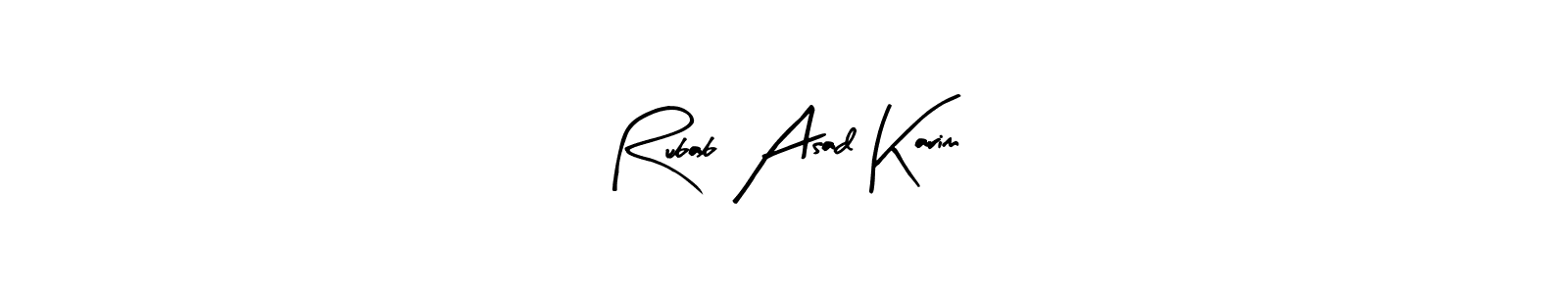 Arty Signature is a professional signature style that is perfect for those who want to add a touch of class to their signature. It is also a great choice for those who want to make their signature more unique. Get Rubab Asad Karim name to fancy signature for free. Rubab Asad Karim signature style 8 images and pictures png
