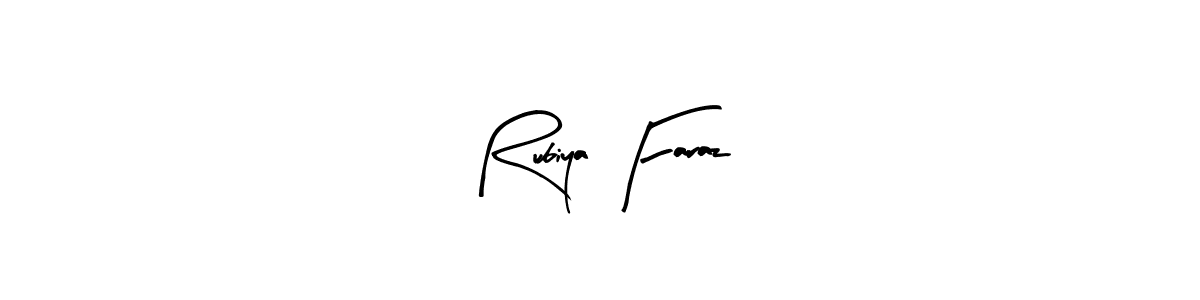Create a beautiful signature design for name Rubiya Faraz. With this signature (Arty Signature) fonts, you can make a handwritten signature for free. Rubiya Faraz signature style 8 images and pictures png