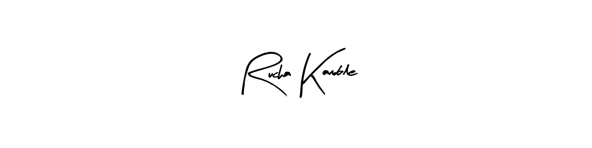 The best way (Arty Signature) to make a short signature is to pick only two or three words in your name. The name Rucha Kamble include a total of six letters. For converting this name. Rucha Kamble signature style 8 images and pictures png