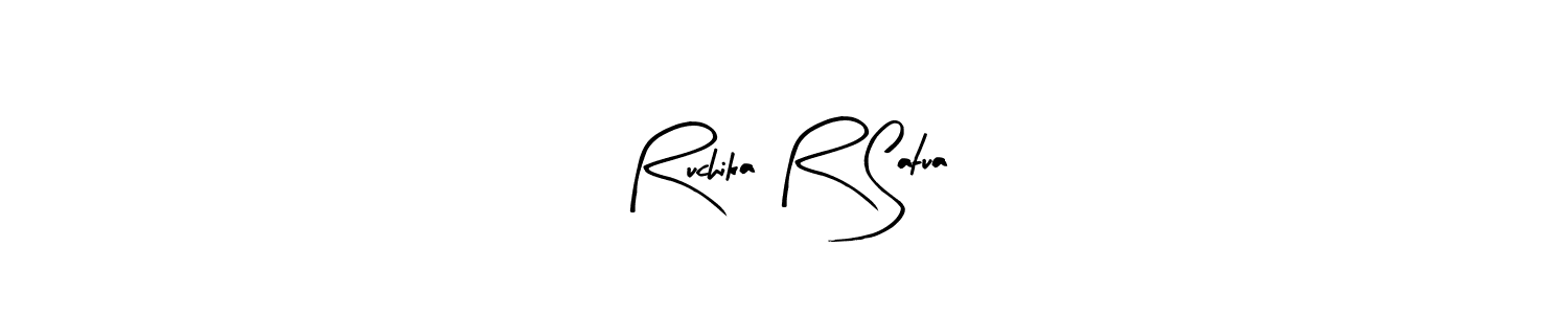 How to make Ruchika R Satua name signature. Use Arty Signature style for creating short signs online. This is the latest handwritten sign. Ruchika R Satua signature style 8 images and pictures png