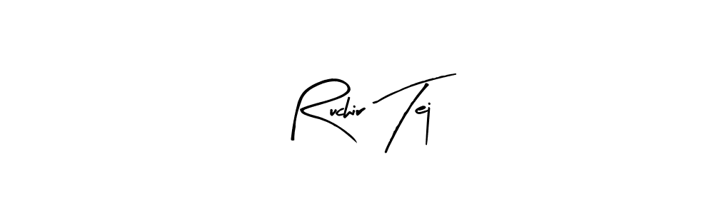 if you are searching for the best signature style for your name Ruchir Tej. so please give up your signature search. here we have designed multiple signature styles  using Arty Signature. Ruchir Tej signature style 8 images and pictures png