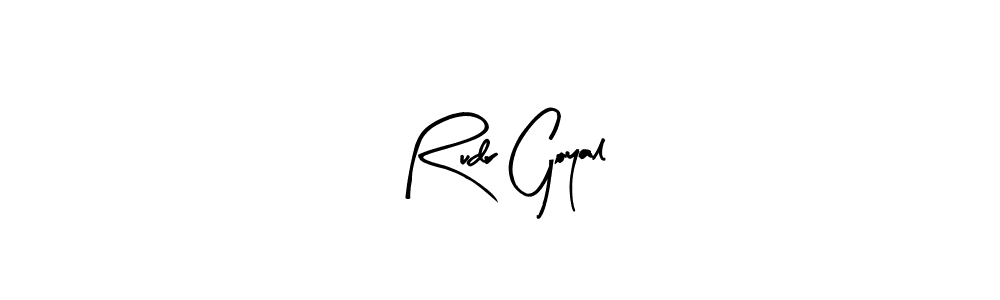 How to make Rudr Goyal name signature. Use Arty Signature style for creating short signs online. This is the latest handwritten sign. Rudr Goyal signature style 8 images and pictures png