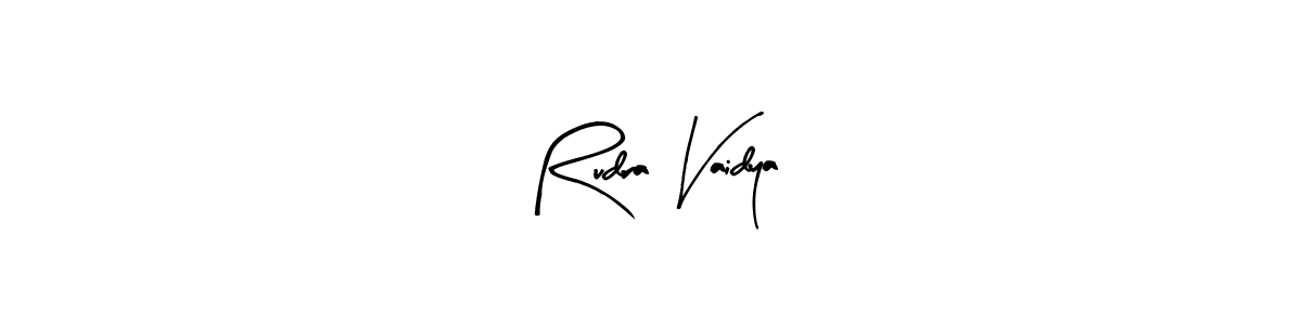 The best way (Arty Signature) to make a short signature is to pick only two or three words in your name. The name Rudra Vaidya include a total of six letters. For converting this name. Rudra Vaidya signature style 8 images and pictures png