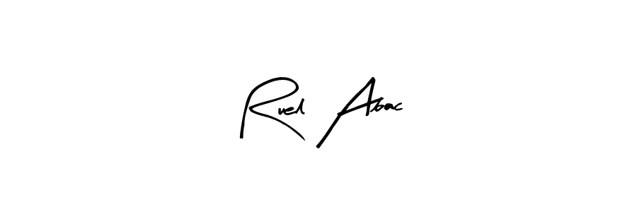 Arty Signature is a professional signature style that is perfect for those who want to add a touch of class to their signature. It is also a great choice for those who want to make their signature more unique. Get Ruel Abac name to fancy signature for free. Ruel Abac signature style 8 images and pictures png