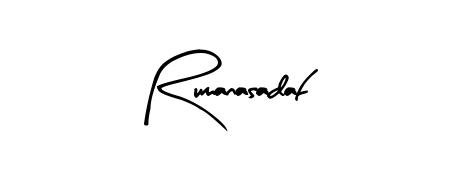 A sleek calligraphic signature for name Rumanasadaf utilizing Arty Signature styling. Great for adding personal signatures to photos and art. Rumanasadaf signature style 8 images and pictures png