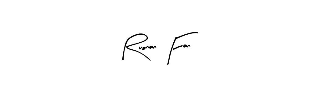 How to make Ruonan Fan name signature. Use Arty Signature style for creating short signs online. This is the latest handwritten sign. Ruonan Fan signature style 8 images and pictures png