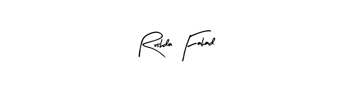 This is the best signature style for the Rushda Fahad name. Also you like these signature font (Arty Signature). Mix name signature. Rushda Fahad signature style 8 images and pictures png