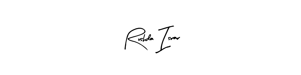 How to make Rushda Israr name signature. Use Arty Signature style for creating short signs online. This is the latest handwritten sign. Rushda Israr signature style 8 images and pictures png