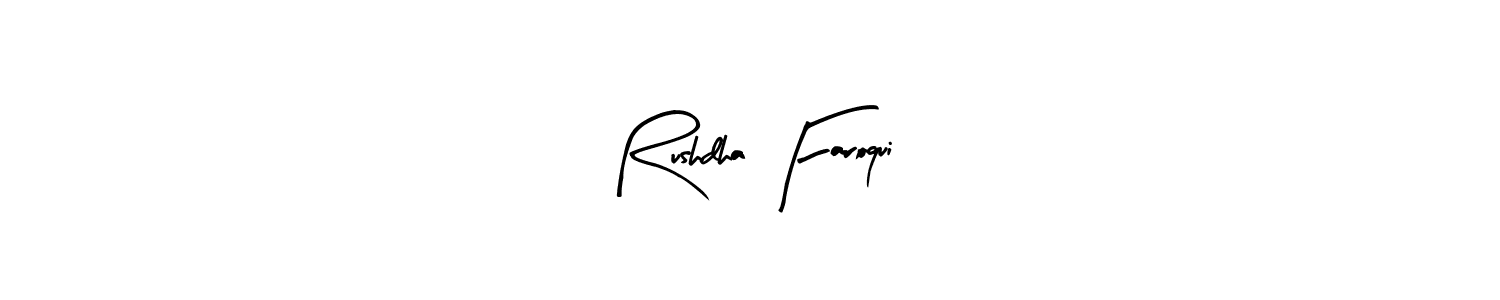 Make a beautiful signature design for name Rushdha Faroqui. With this signature (Arty Signature) style, you can create a handwritten signature for free. Rushdha Faroqui signature style 8 images and pictures png