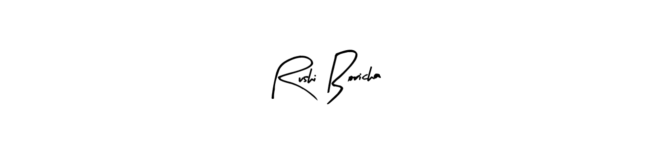 if you are searching for the best signature style for your name Rushi Boricha. so please give up your signature search. here we have designed multiple signature styles  using Arty Signature. Rushi Boricha signature style 8 images and pictures png