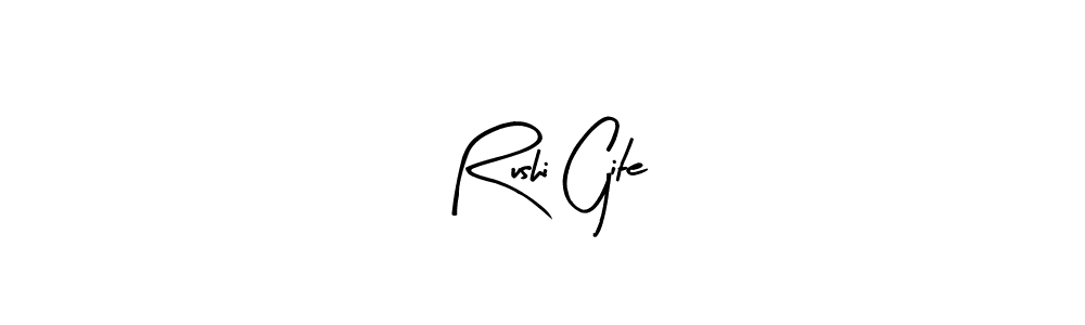 Arty Signature is a professional signature style that is perfect for those who want to add a touch of class to their signature. It is also a great choice for those who want to make their signature more unique. Get Rushi Gite name to fancy signature for free. Rushi Gite signature style 8 images and pictures png