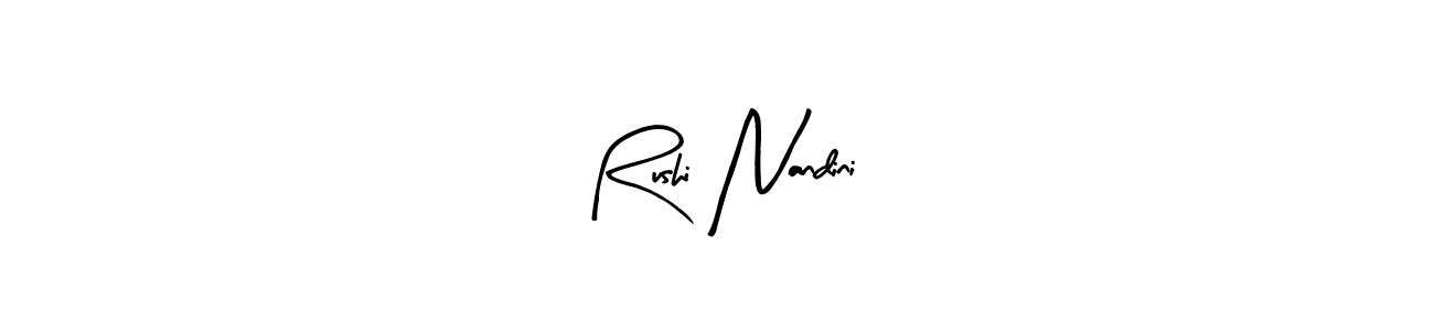 Similarly Arty Signature is the best handwritten signature design. Signature creator online .You can use it as an online autograph creator for name Rushi Nandini. Rushi Nandini signature style 8 images and pictures png