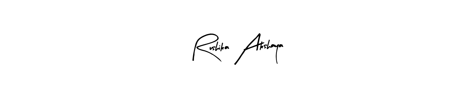 Make a short Rushika Akshaya signature style. Manage your documents anywhere anytime using Arty Signature. Create and add eSignatures, submit forms, share and send files easily. Rushika Akshaya signature style 8 images and pictures png