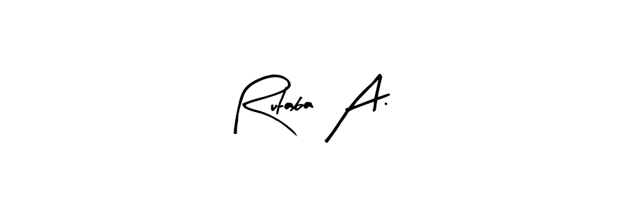 Similarly Arty Signature is the best handwritten signature design. Signature creator online .You can use it as an online autograph creator for name Rutaba A.. Rutaba A. signature style 8 images and pictures png