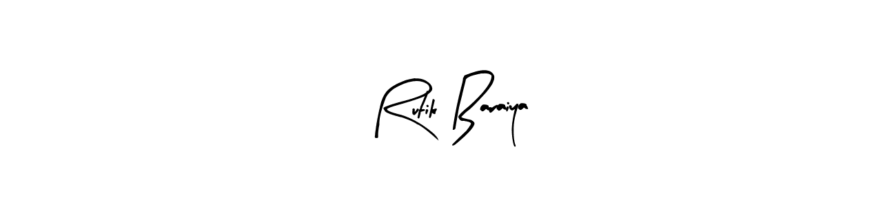 The best way (Arty Signature) to make a short signature is to pick only two or three words in your name. The name Rutik Baraiya include a total of six letters. For converting this name. Rutik Baraiya signature style 8 images and pictures png