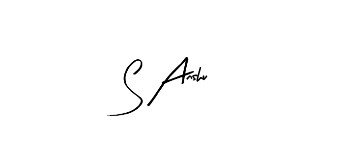 Arty Signature is a professional signature style that is perfect for those who want to add a touch of class to their signature. It is also a great choice for those who want to make their signature more unique. Get S Anshu name to fancy signature for free. S Anshu signature style 8 images and pictures png