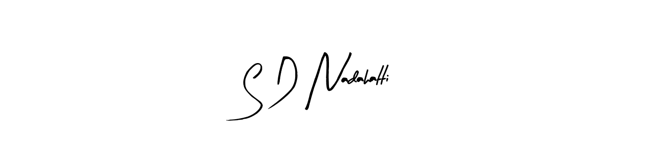 Arty Signature is a professional signature style that is perfect for those who want to add a touch of class to their signature. It is also a great choice for those who want to make their signature more unique. Get S D Nadahatti name to fancy signature for free. S D Nadahatti signature style 8 images and pictures png