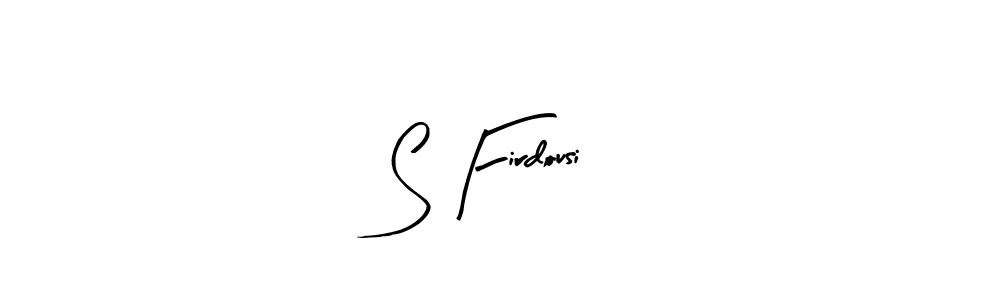 Make a beautiful signature design for name S Firdousi. With this signature (Arty Signature) style, you can create a handwritten signature for free. S Firdousi signature style 8 images and pictures png