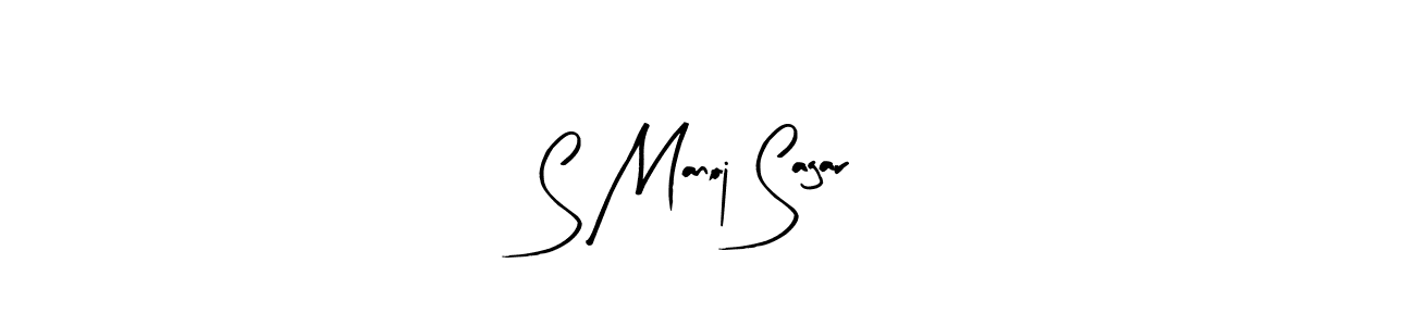 How to make S Manoj Sagar name signature. Use Arty Signature style for creating short signs online. This is the latest handwritten sign. S Manoj Sagar signature style 8 images and pictures png