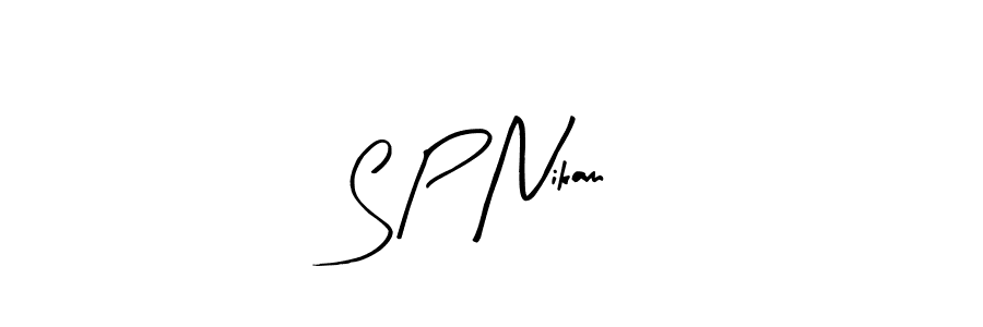 Arty Signature is a professional signature style that is perfect for those who want to add a touch of class to their signature. It is also a great choice for those who want to make their signature more unique. Get S P Nikam name to fancy signature for free. S P Nikam signature style 8 images and pictures png