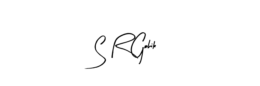 The best way (Arty Signature) to make a short signature is to pick only two or three words in your name. The name S R Gohik include a total of six letters. For converting this name. S R Gohik signature style 8 images and pictures png