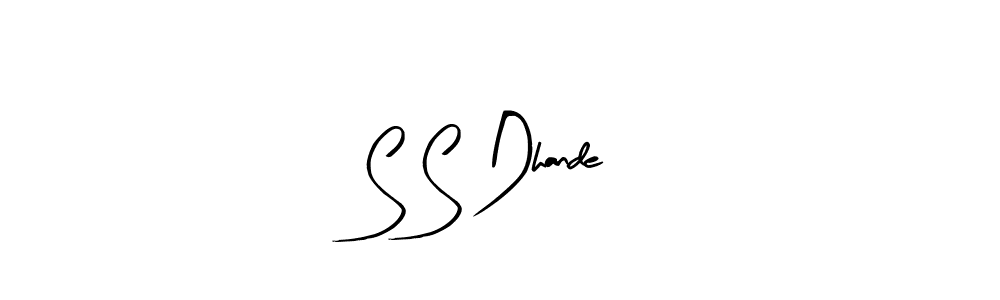 The best way (Arty Signature) to make a short signature is to pick only two or three words in your name. The name S S Dhande include a total of six letters. For converting this name. S S Dhande signature style 8 images and pictures png