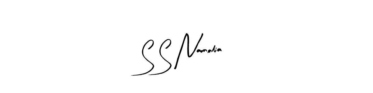 How to make S S Narnolia name signature. Use Arty Signature style for creating short signs online. This is the latest handwritten sign. S S Narnolia signature style 8 images and pictures png