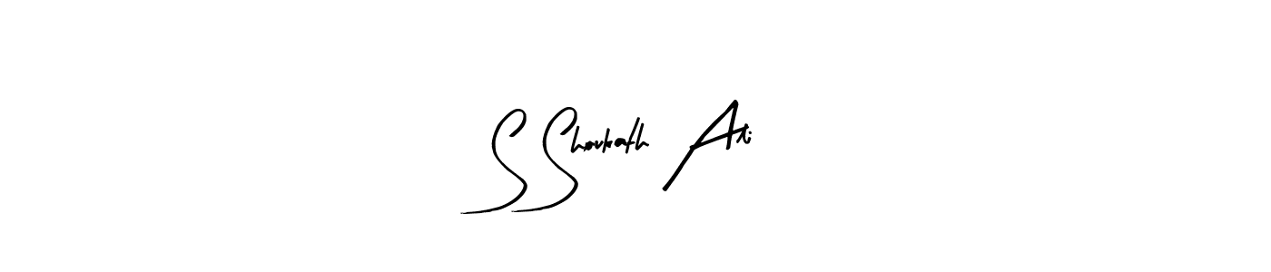 Create a beautiful signature design for name S Shoukath Ali. With this signature (Arty Signature) fonts, you can make a handwritten signature for free. S Shoukath Ali signature style 8 images and pictures png