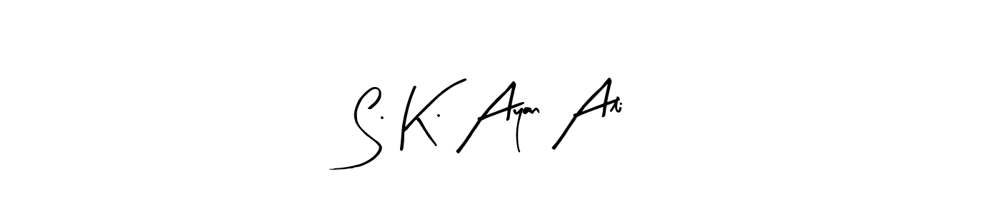Arty Signature is a professional signature style that is perfect for those who want to add a touch of class to their signature. It is also a great choice for those who want to make their signature more unique. Get S. K. Ayan Ali name to fancy signature for free. S. K. Ayan Ali signature style 8 images and pictures png
