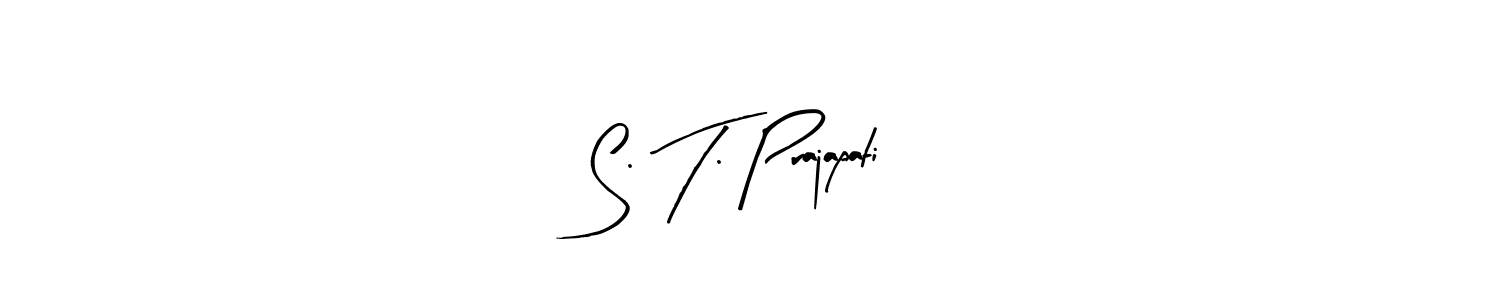 How to make S. T. Prajapati name signature. Use Arty Signature style for creating short signs online. This is the latest handwritten sign. S. T. Prajapati signature style 8 images and pictures png