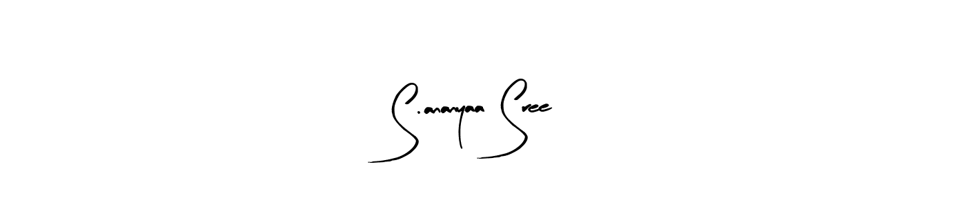 Use a signature maker to create a handwritten signature online. With this signature software, you can design (Arty Signature) your own signature for name S.ananyaa Sree. S.ananyaa Sree signature style 8 images and pictures png