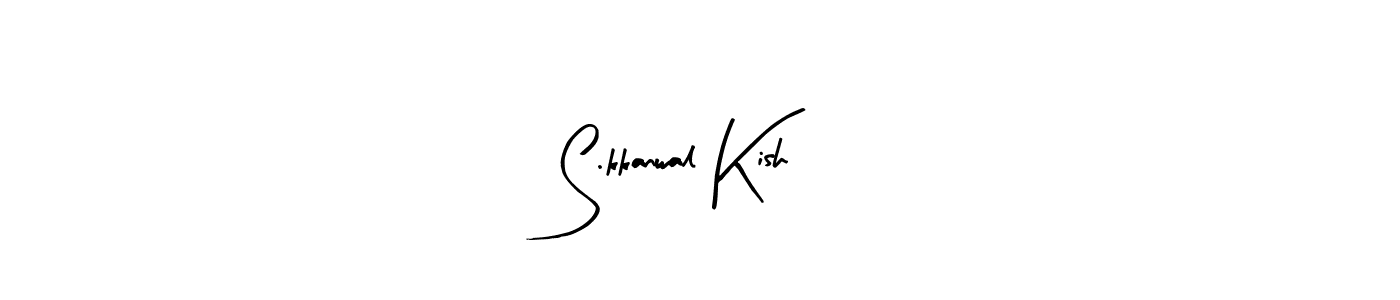 The best way (Arty Signature) to make a short signature is to pick only two or three words in your name. The name S.kkanwal Kish include a total of six letters. For converting this name. S.kkanwal Kish signature style 8 images and pictures png