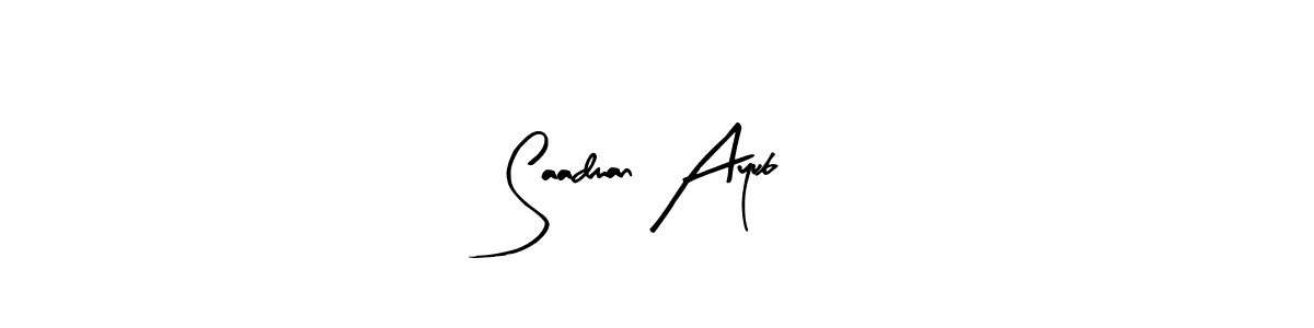 The best way (Arty Signature) to make a short signature is to pick only two or three words in your name. The name Saadman Ayub include a total of six letters. For converting this name. Saadman Ayub signature style 8 images and pictures png