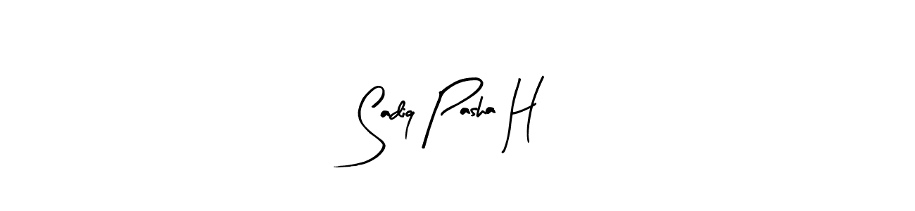 The best way (Arty Signature) to make a short signature is to pick only two or three words in your name. The name Sadiq Pasha H include a total of six letters. For converting this name. Sadiq Pasha H signature style 8 images and pictures png