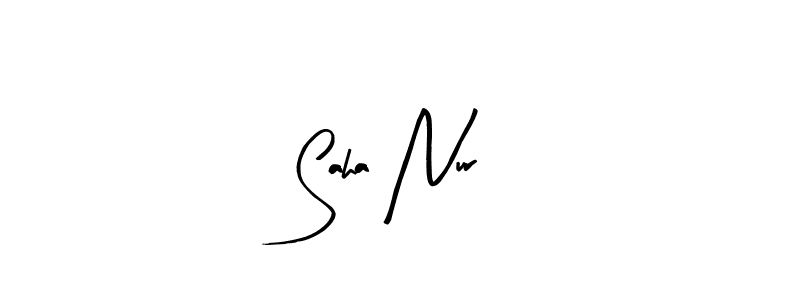 Design your own signature with our free online signature maker. With this signature software, you can create a handwritten (Arty Signature) signature for name Saha Nur. Saha Nur signature style 8 images and pictures png