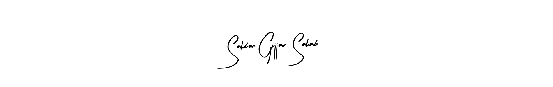 Arty Signature is a professional signature style that is perfect for those who want to add a touch of class to their signature. It is also a great choice for those who want to make their signature more unique. Get Sahban Gujjar Sahab name to fancy signature for free. Sahban Gujjar Sahab signature style 8 images and pictures png