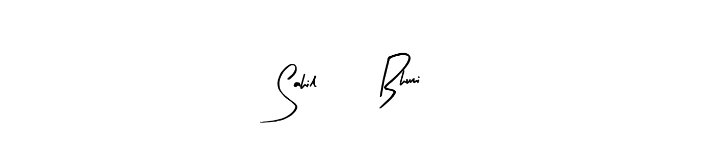 Sahil <3 Bhumi stylish signature style. Best Handwritten Sign (Arty Signature) for my name. Handwritten Signature Collection Ideas for my name Sahil <3 Bhumi. Sahil <3 Bhumi signature style 8 images and pictures png