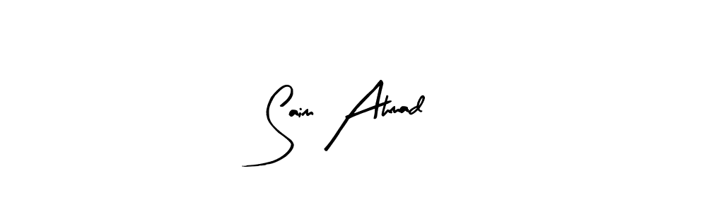 The best way (Arty Signature) to make a short signature is to pick only two or three words in your name. The name Saim Ahmad include a total of six letters. For converting this name. Saim Ahmad signature style 8 images and pictures png