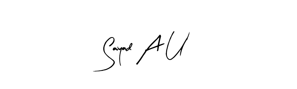 Similarly Arty Signature is the best handwritten signature design. Signature creator online .You can use it as an online autograph creator for name Saiyad A U. Saiyad A U signature style 8 images and pictures png