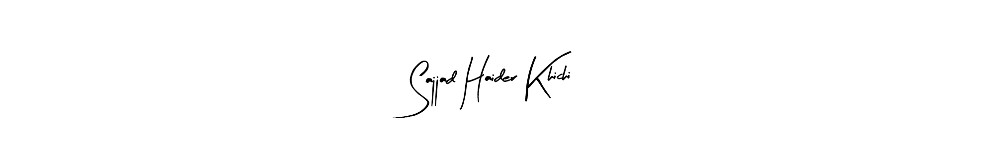 if you are searching for the best signature style for your name Sajjad Haider Khichi. so please give up your signature search. here we have designed multiple signature styles  using Arty Signature. Sajjad Haider Khichi signature style 8 images and pictures png