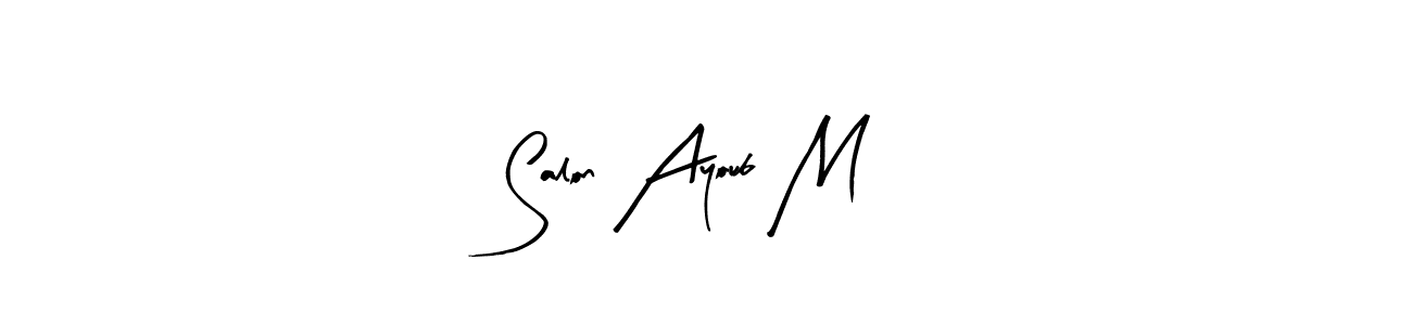 The best way (Arty Signature) to make a short signature is to pick only two or three words in your name. The name Salon Ayoub M include a total of six letters. For converting this name. Salon Ayoub M signature style 8 images and pictures png