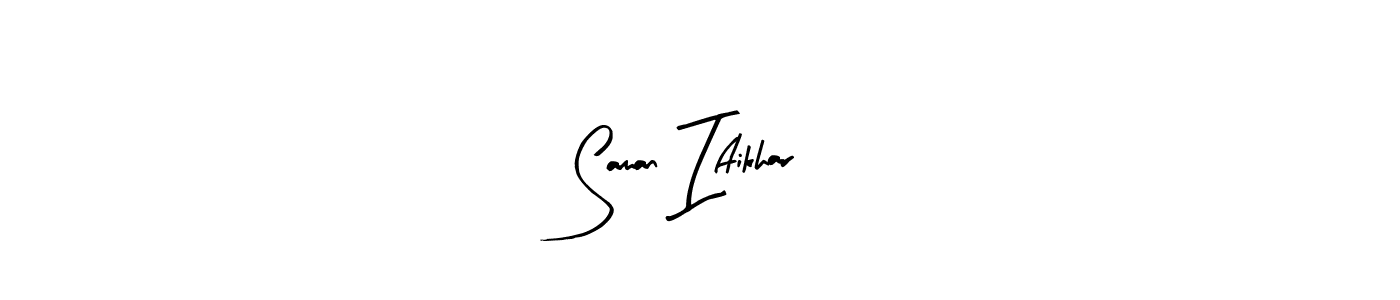 Similarly Arty Signature is the best handwritten signature design. Signature creator online .You can use it as an online autograph creator for name Saman Iftikhar. Saman Iftikhar signature style 8 images and pictures png