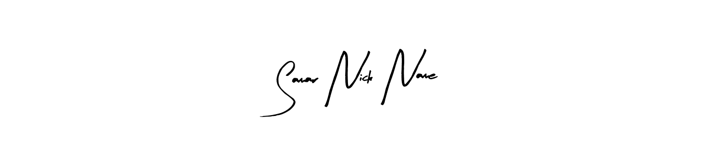 Similarly Arty Signature is the best handwritten signature design. Signature creator online .You can use it as an online autograph creator for name Samar Nick Name. Samar Nick Name signature style 8 images and pictures png