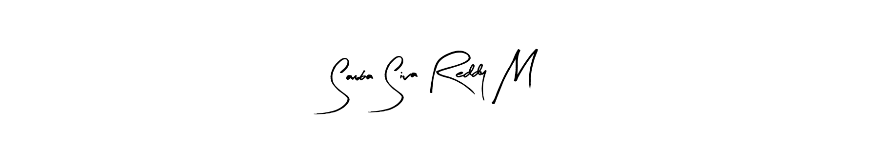 The best way (Arty Signature) to make a short signature is to pick only two or three words in your name. The name Samba Siva Reddy M include a total of six letters. For converting this name. Samba Siva Reddy M signature style 8 images and pictures png