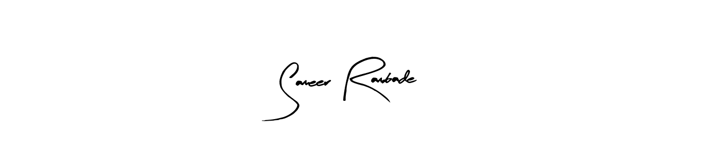 The best way (Arty Signature) to make a short signature is to pick only two or three words in your name. The name Sameer Rambade include a total of six letters. For converting this name. Sameer Rambade signature style 8 images and pictures png
