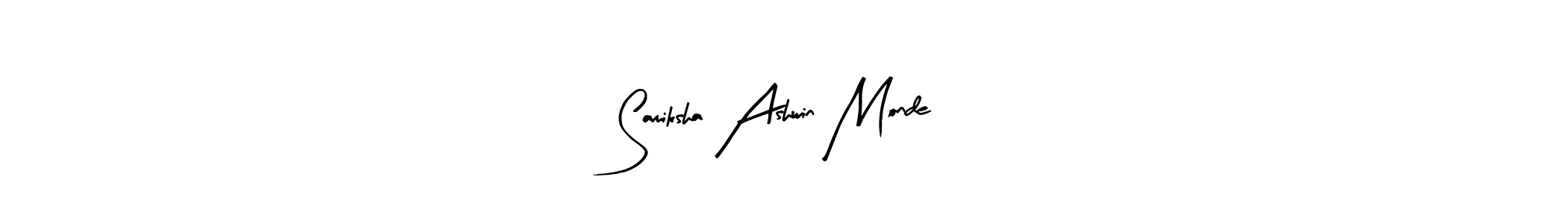 Arty Signature is a professional signature style that is perfect for those who want to add a touch of class to their signature. It is also a great choice for those who want to make their signature more unique. Get Samiksha Ashwin Monde name to fancy signature for free. Samiksha Ashwin Monde signature style 8 images and pictures png