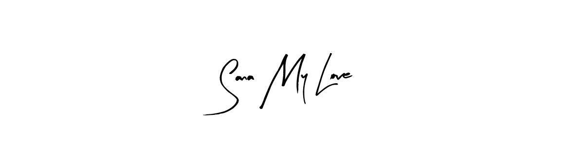 Arty Signature is a professional signature style that is perfect for those who want to add a touch of class to their signature. It is also a great choice for those who want to make their signature more unique. Get Sana My Love name to fancy signature for free. Sana My Love signature style 8 images and pictures png