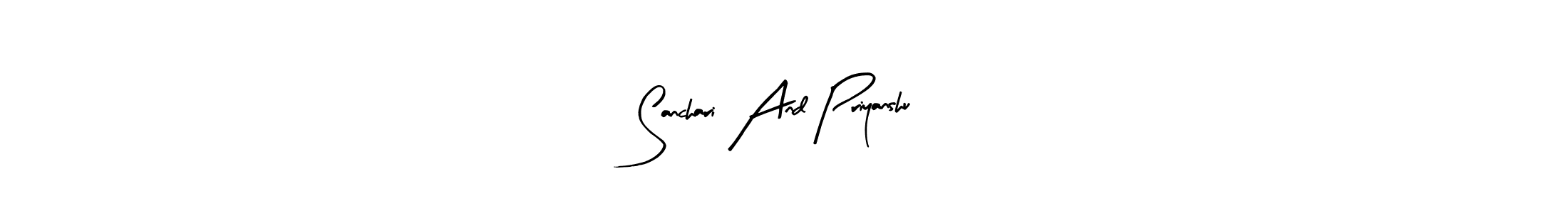 Create a beautiful signature design for name Sanchari And Priyanshu. With this signature (Arty Signature) fonts, you can make a handwritten signature for free. Sanchari And Priyanshu signature style 8 images and pictures png