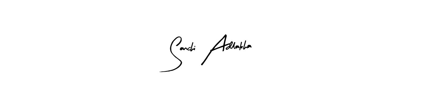 Arty Signature is a professional signature style that is perfect for those who want to add a touch of class to their signature. It is also a great choice for those who want to make their signature more unique. Get Sanchi Adlakha name to fancy signature for free. Sanchi Adlakha signature style 8 images and pictures png